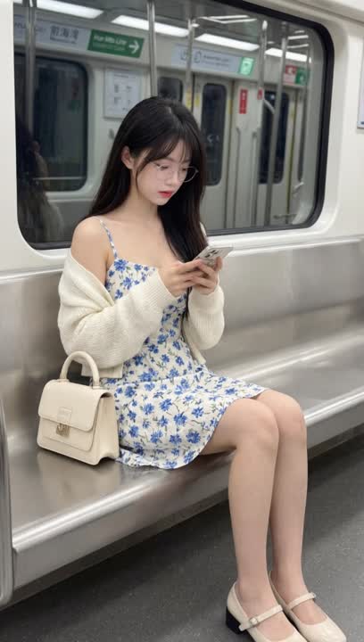 坐地铁的女子