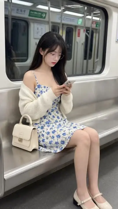 坐地铁的女子