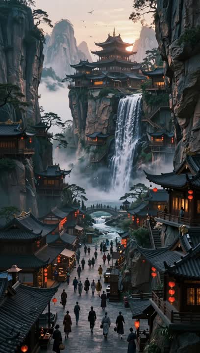 东方奇幻飞瀑流云