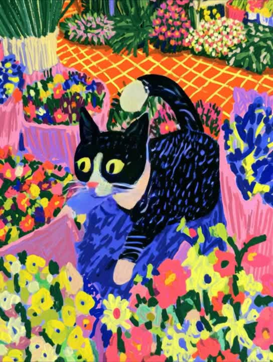 猫咪与花儿